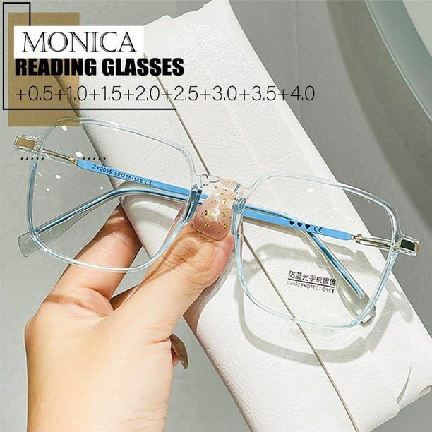 Lentes de lectura, anteojos transparentes de moda, para mujeres mayores, de  alta definición, anteojos de luz anti-azul para mujeres (color morado