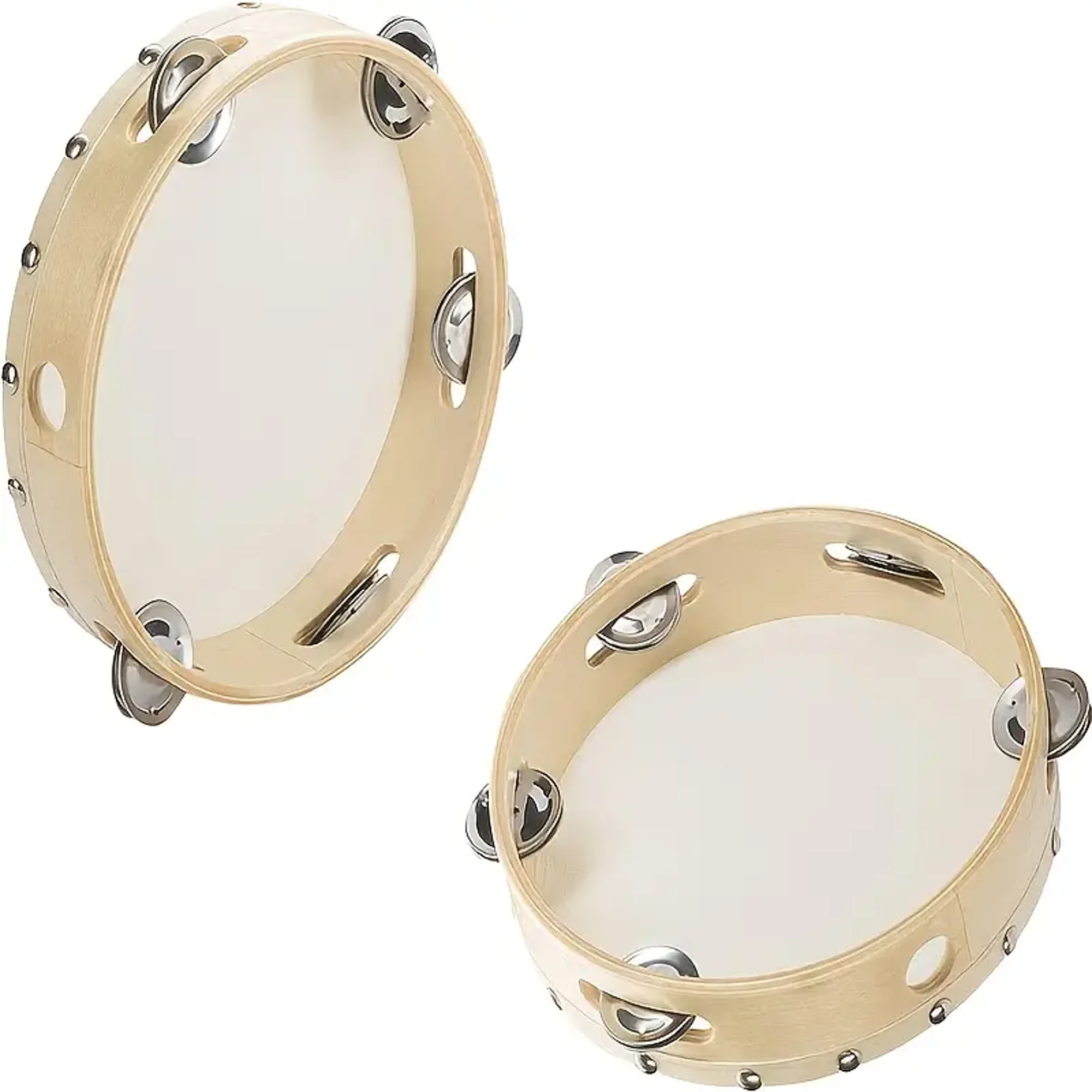 8 Inch Wood Handheld Tambourine Drum Bell Tambourines With Jingle