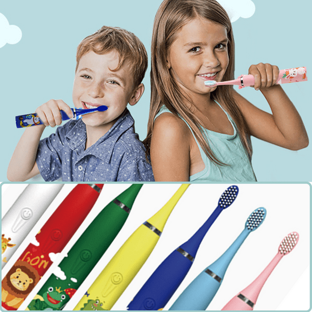 Cepillo de dientes eléctrico para niños con 6 cabezales de cepillo,  resistente al agua IPX7, temporizador inteligente incorporado. Levamdar
