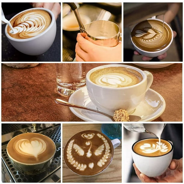  Jarra de espuma de leche de 12 onzas, jarra de vapor espresso  de 12 onzas, accesorios para máquina de espresso, taza espumadora de leche  de 12 onzas, arte de café con