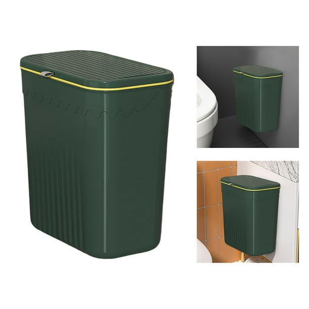  Cubo de basura montado en la pared de 2.4 galones con tapa,  cesta de basura colgante para encimera, cubo de basura de reciclaje para  puerta de gabinete de cocina, debajo del