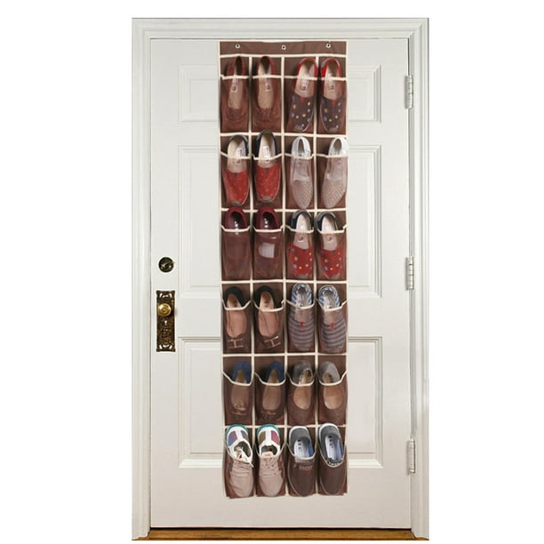 ChezMax Paquete de 2 organizadores de zapatos para colocar sobre la puerta  con bolsillos profundos, 6 capas para colgar zapatos para armario con 3