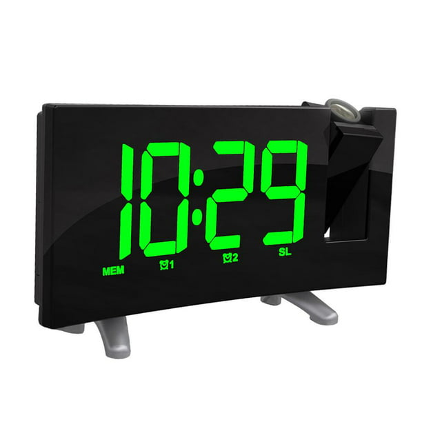 Retroiluminación Automática Snooze Despertador Reloj Proyector de Pared  Reloj broadcast verde Soledad Despertador LED