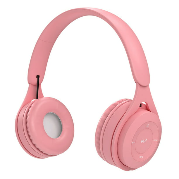 Auriculares inalámbricos rosados con ganchos para los oídos, auriculares  Bluetooth de entrenamiento en el oído cancelación de ruido ajustable  pequeños