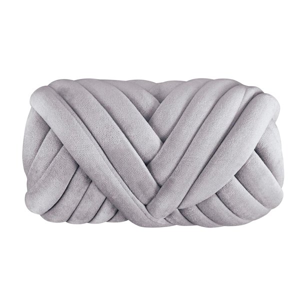 Hilo grueso de poliéster y algodón, hilo de tejer de brazo suave de 250G,  tejido a mano de , hilo de peso para DIY, manta, macramé, tapiz de Gris  claro Soledad hilo