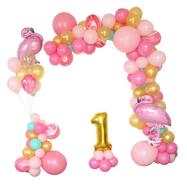 Globos de color rosa y blanco, globos de confeti rosa, globos blancos, 90  globos de látex para fiesta de despedida de soltera, boda, baby shower