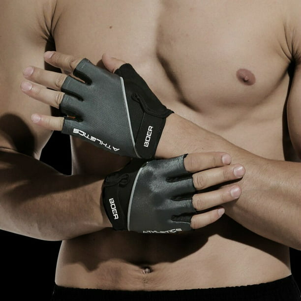 Guantes de gimnasio para hombre y mujer, manoplas antideslizantes de medio  dedo para entrenamiento de peso pesado, culturismo y Fitness - AliExpress