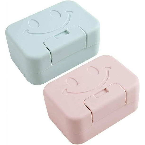 Jabonera con tapa Caja de almacenamiento de jabón de viaje portátil Soporte  de jabón Contenedor de jabón duradero para el hogar, viajes, camping,  gimnasio (2 piezas, azul + rosa)