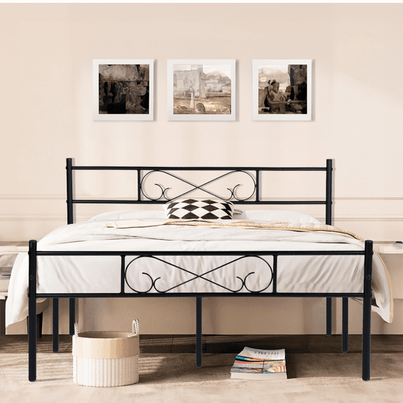 base cama plegable de matrimonial queen metal cama de metal con soporte de listones metalicosnegro 197cm furniturer ahorro de espacio