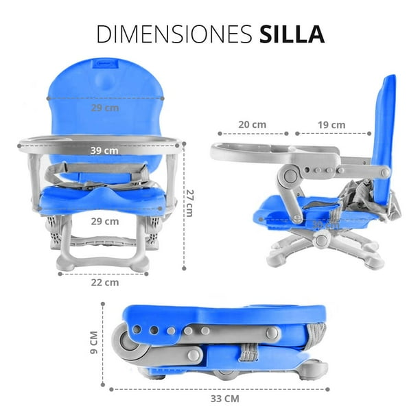 Silla Periquera de Bebe Portátil Plegable con Altura Regulable con Charola  para Comer Morado Baby Gaon Booster