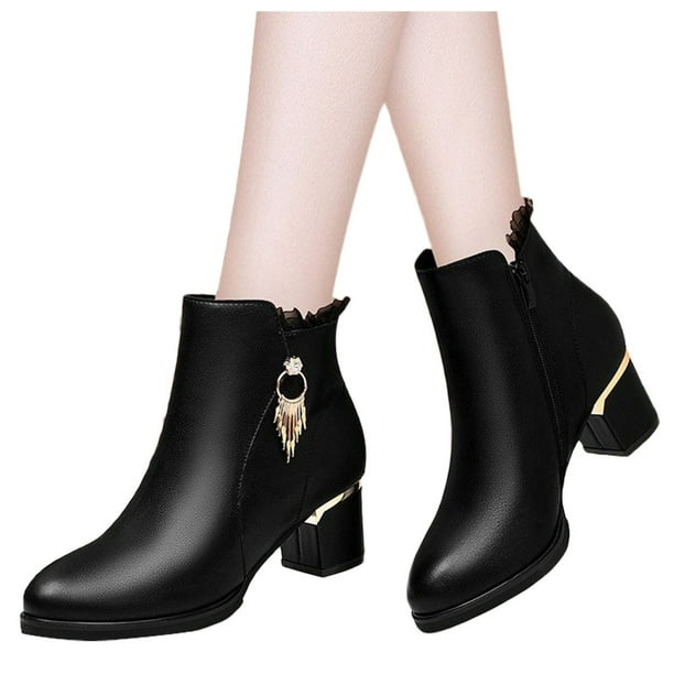 NECHOLOGY Botas Mujer Adulto Femenino Zapatos Botines para mujer Botas redondas con cremallera alta NECHOLOGY