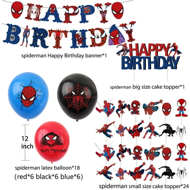 Set Decoración Globos Metálicos Feliz Cumpleaños Spiderman