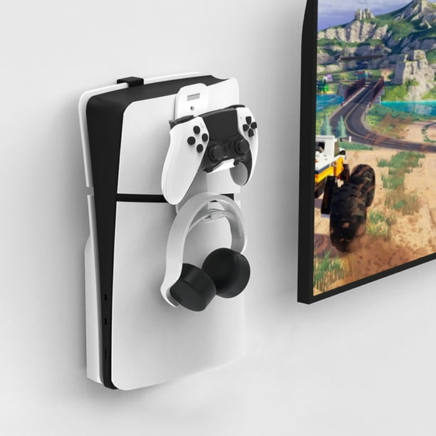 Soporte Para Montaje En Pared Soporte para colgar en la pared para PS5 Slim  Host con controlador, gancho para auriculares, soporte para pantalla