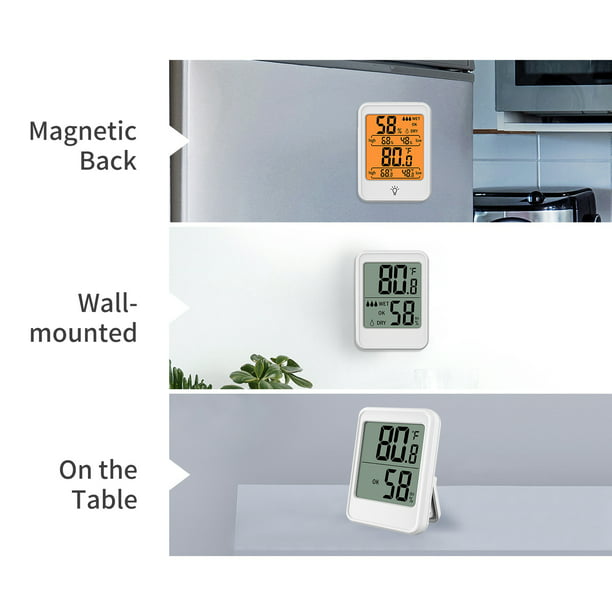Termómetro interior medidor de humedad, higrómetro de humedad interior para  temperatura de la habitación del hogar con pantalla de retroiluminación