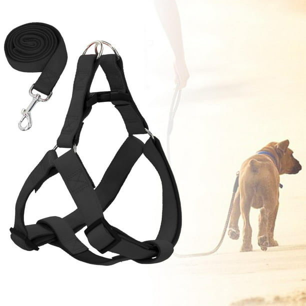 Arnés acolchado cómodo con diseño antitirones para perros pequeños,  medianos y perros grandes (M, negro)