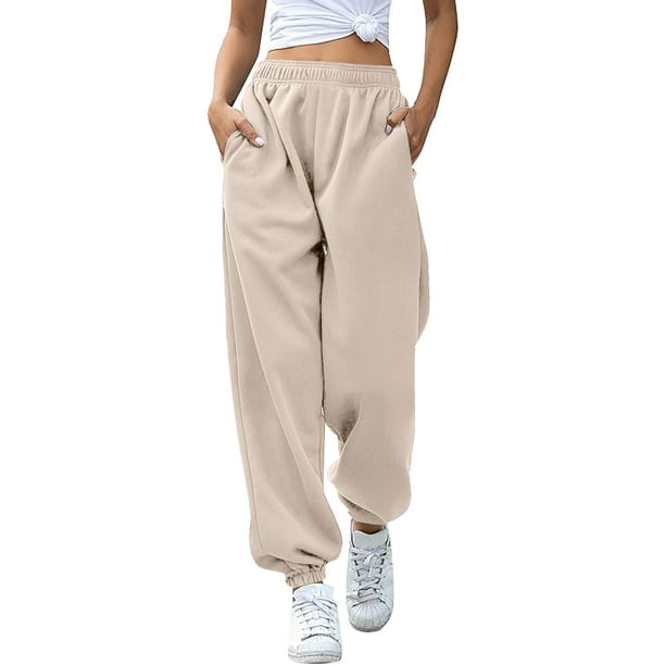 Gibobby Pantalones térmicos de mujer para el frío Pantalones de chándal  inferiores para mujer Pantalones de chándal Pantalones de yoga de talle con  bolsillos(Beige,XG)