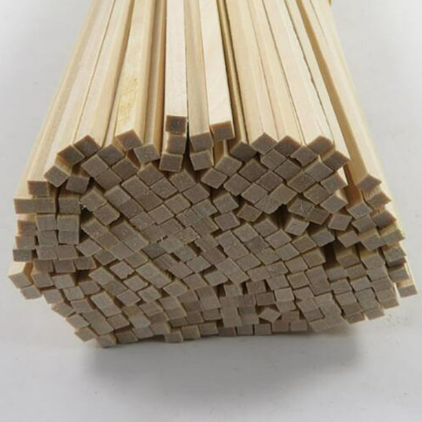 50 palos de madera de balsa de 1/2 x 1/2 x 12 pulgadas, cuadrados de madera  dura, palos de madera sin terminar para manualidades, suministros de