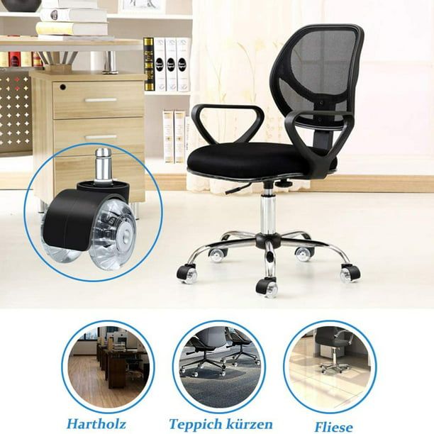 Ruedas de goma de repuesto para silla de oficina, 3 pulgadas,  ruedas de escritorio para juegos de computadora, ruedas suaves y seguras  para todos los pisos, incluyendo madera dura y alfombra
