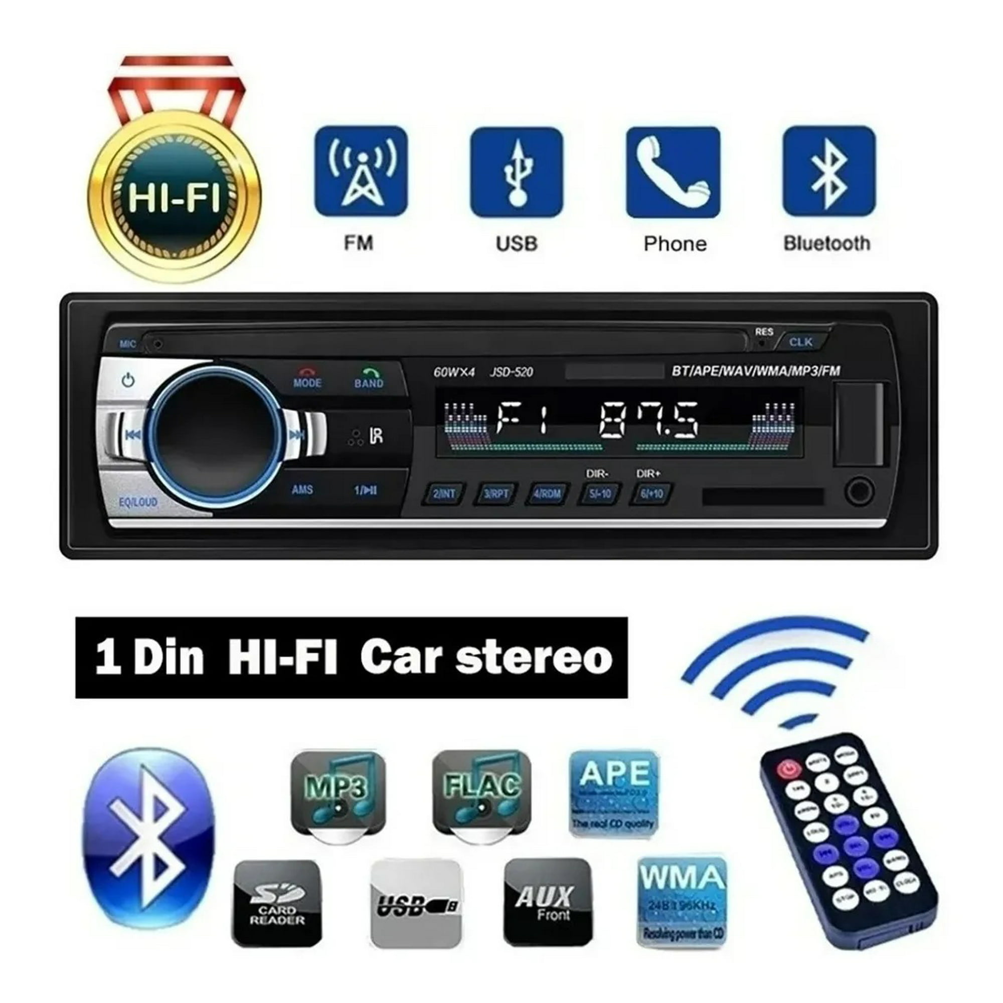 Radio de coche 1 Din, reproductor Multimedia estéreo de Audio HD,  Bluetooth, MP5, autorradio, pantalla táctil, pantalla Digital, USB, SD, FM
