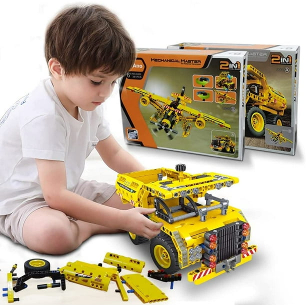 Juguetes de construcción STEM para niños de 8 a 12 años Camión volquete o  avión 2 en 1 Juego de juguetes educativos de ingeniería de construcción 6 7  8 9 10 11