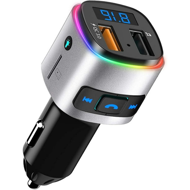 Transmisor Fm Bluetooth para coche, Kit de reproductor de música con  adaptador Bluetooth para radio de coche, llamada manos libres, luz de 7  colores YONGSHENG 8390614294561