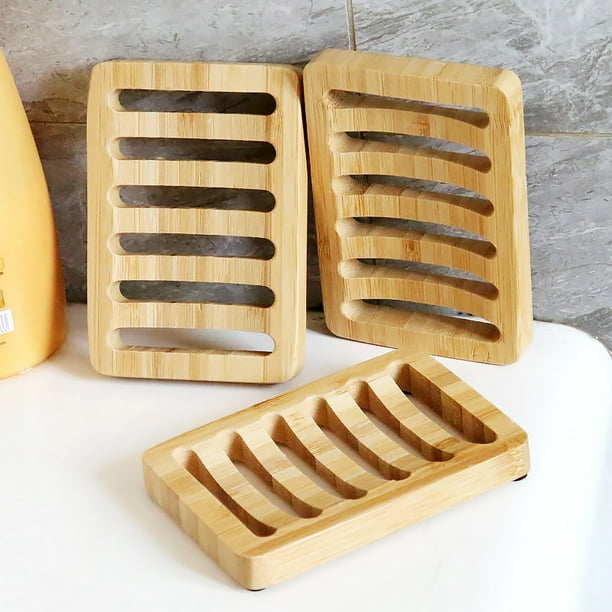 Onwon accesorios para baño estilo hawaiano, jabonera de madera natural  hecha a mano, jabonera de madera.