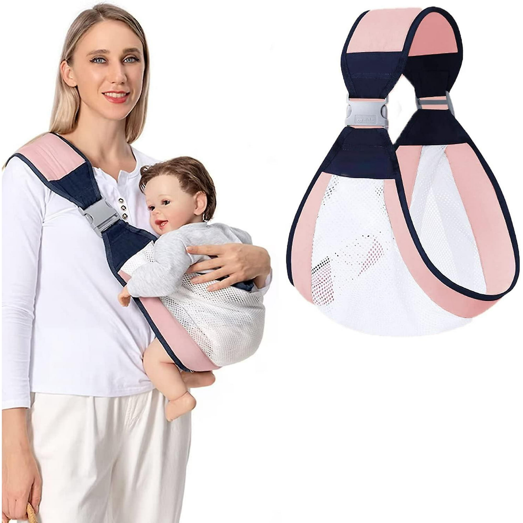 Fular portabebés, portabebés para recién nacidos hasta niños pequeños,  transpirable y manos libres, portabebés ajustables (tejido gris)