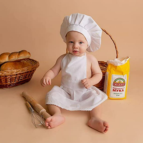 Disfraz de Chef blanco para bebé, accesorio de fotografía para recién  nacido, disfraz de uniforme para bebé, utilería para fotos, trajes,  sombrero