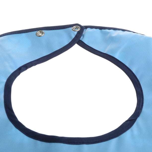 Babero de silicona para adultos con un protector de tela de bolsillo  extraíble, impermeable, lavable, color azul