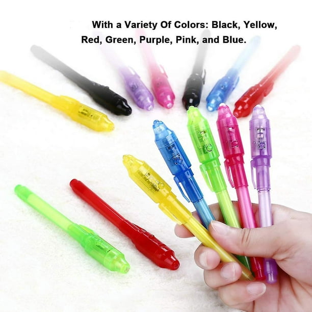 Newmemo Bolígrafos de tinta invisible con luz para niños, 10 bolígrafos  espía mágicos que brillan en la oscuridad, bolígrafo de tinta que  desaparece