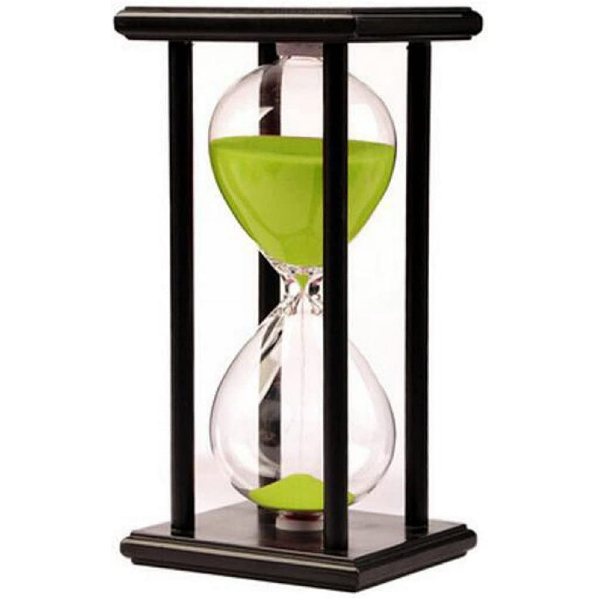 Reloj de arena 60 minutos temporizador de arena blanca, marco de madera  negro