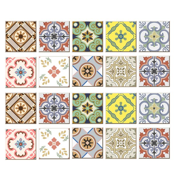 20 Piezas Mosaico Azulejos de Pared Pegatinas Cocina Baño Calcomanías , # 5  15x15cm BLESIY Mosaico de azulejos de pared pegatinas