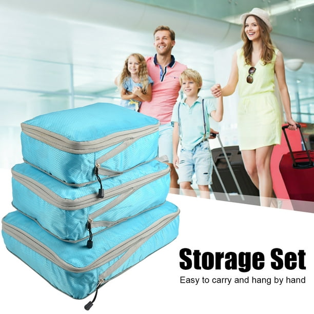 Bolsas De Almacenamiento De Viaje Bolsa para guardar ropa, 3 uds.,  comprimible, plegable, para vacaciones familiares (azul oscuro)