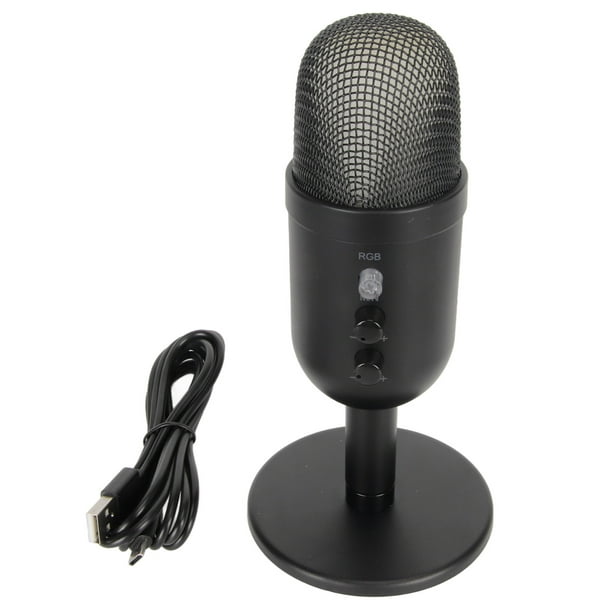 Micrófono para PC micrófono USB con luz RGB y cancelación de ruido sin  distorsión giratorio para transmisión en vivo para OS X