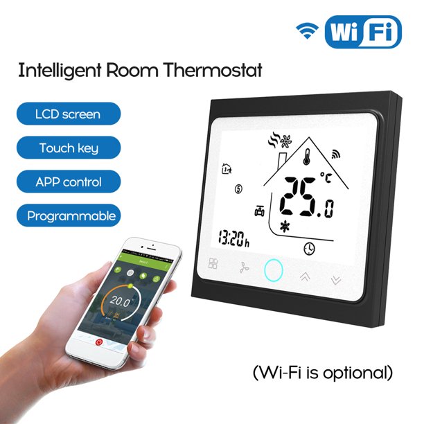 Termostato Digital Control Temperatura Wifi Inteligente Color Negro