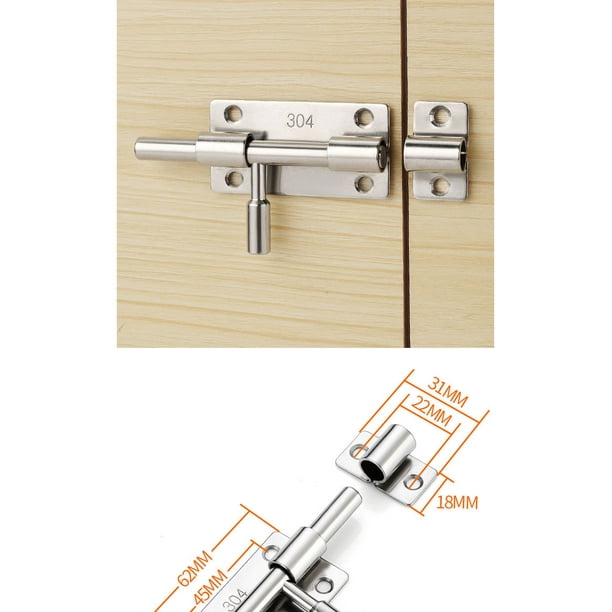 304 - Cerrojo de acero inoxidable para puerta de seguridad del hogar,  pernos de seguridad para accesorios, cerradura de perno deslizante de  puerta de