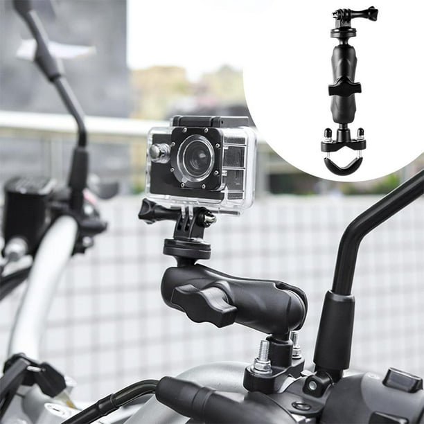 Soporte de cámara para motocicleta, soporte de abrazadera para cámara de  acción con rotación de 360 degree desmontable para cámara de tarjeta de  grabación Manillar CUTICAT soporte de cámara de moto