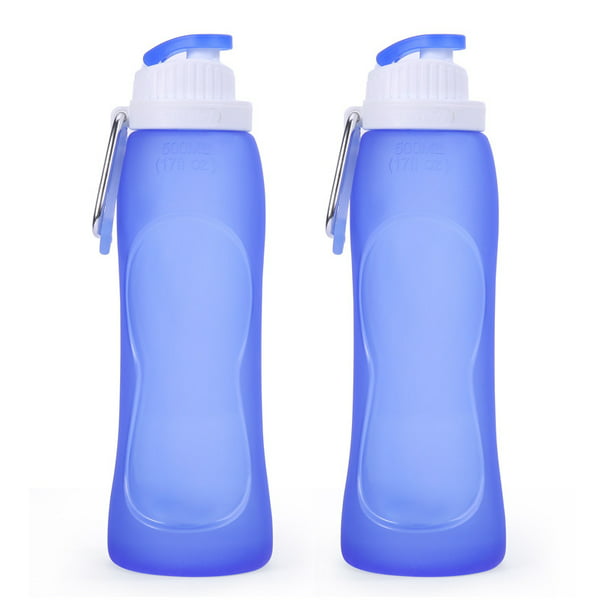 Botellas de agua plegables, botellas de agua plegables portátiles de 16  onzas y 16.9 fl oz, botella de agua de viaje a prueba de fugas, botellas de