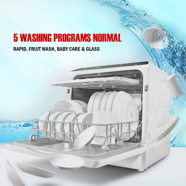 Lavavajillas de encimera portátil,3 programas de lavado Compac,Lavavajillas  compactas, Secado de aire caliente a 167.0 °F,Brazos de pulverización de