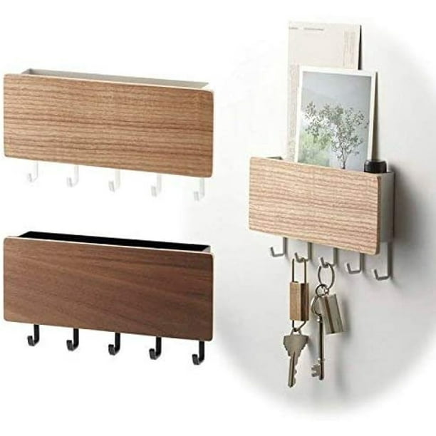 Cuelga llaves de pared Clasicos con 6 colgadores de madera natural de 18x28  cm