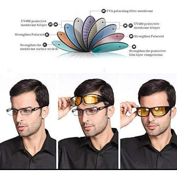 Lentes polarizados para conducir que se ajustan sobre gafas de sol para  hombres y mujeres, envolventes, visión nocturna/gafas de sol