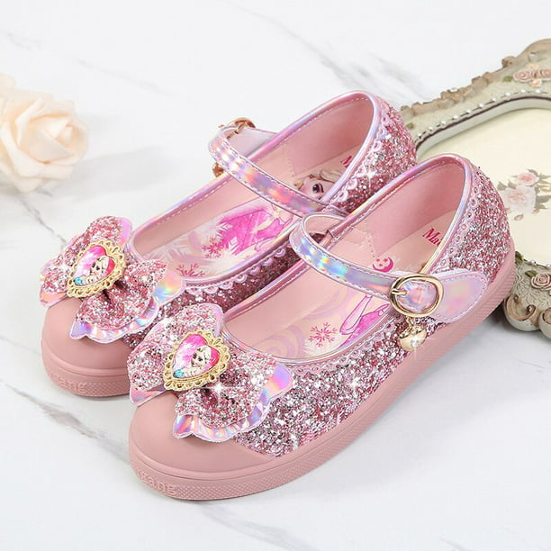 Zapatos de princesa de Disney para niñas, zapatos de baile para niñas  pequeñas, zapatos individuales de lazo coreano para niñas, zapatos de bebé  de 30