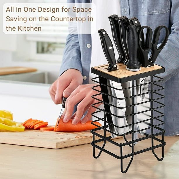 Soporte Universal para bloque de cuchillos, organizador de cuchillos de  cocina, soporte de almacenamiento, 8 ranuras, alambre de hierro hueco alto
