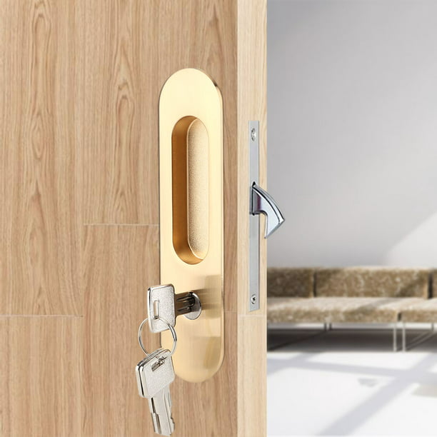 Aleación de zinc cerraduras de puerta corredera de madera Invisible  cerradura de puerta con 3 llaves muebles Hardware pestillo interior, para  ba?o