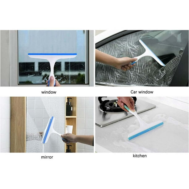  Limpiacristales de ducha de 9.5 pulgadas para limpieza de  ventanas, escobilla pequeña de 9.5 pulgadas para puerta de vidrio de ducha,  herramienta limpiador de parabrisas de automóvil, limpiador de : Salud