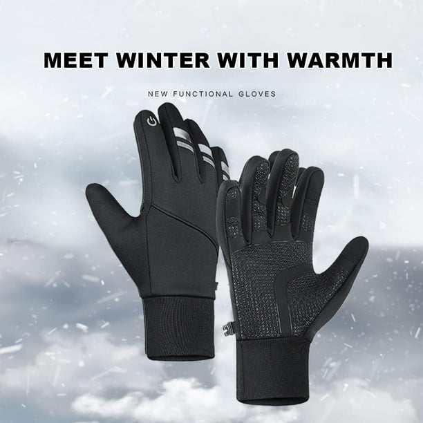 Flbirret Guantes de invierno impermeables a prueba de viento para hombre,  pantalla táctil, agarre antideslizante, guantes térmicos negros cálidos y