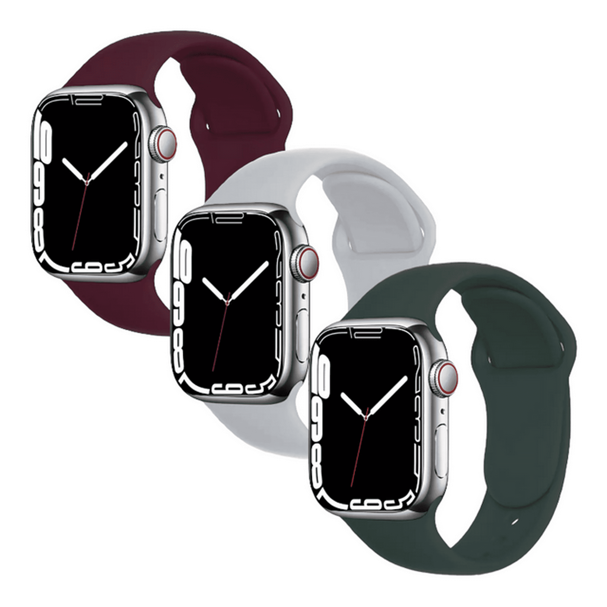 Kit de 3 correas para apple watch compatible con 45mm/44mm/42mm de silicón. longitud s/M mamá pulpo paquete silicón
