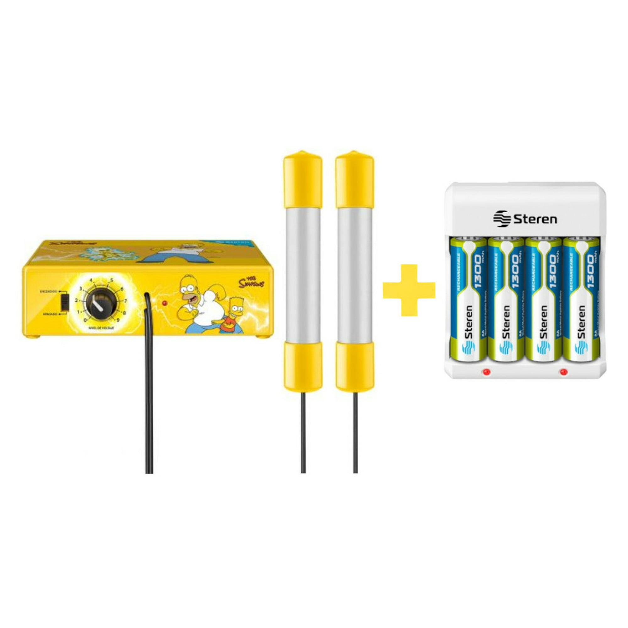 Kit Caja Toques Steren Licencia Simpsons + cargador con 4 pilas AA
