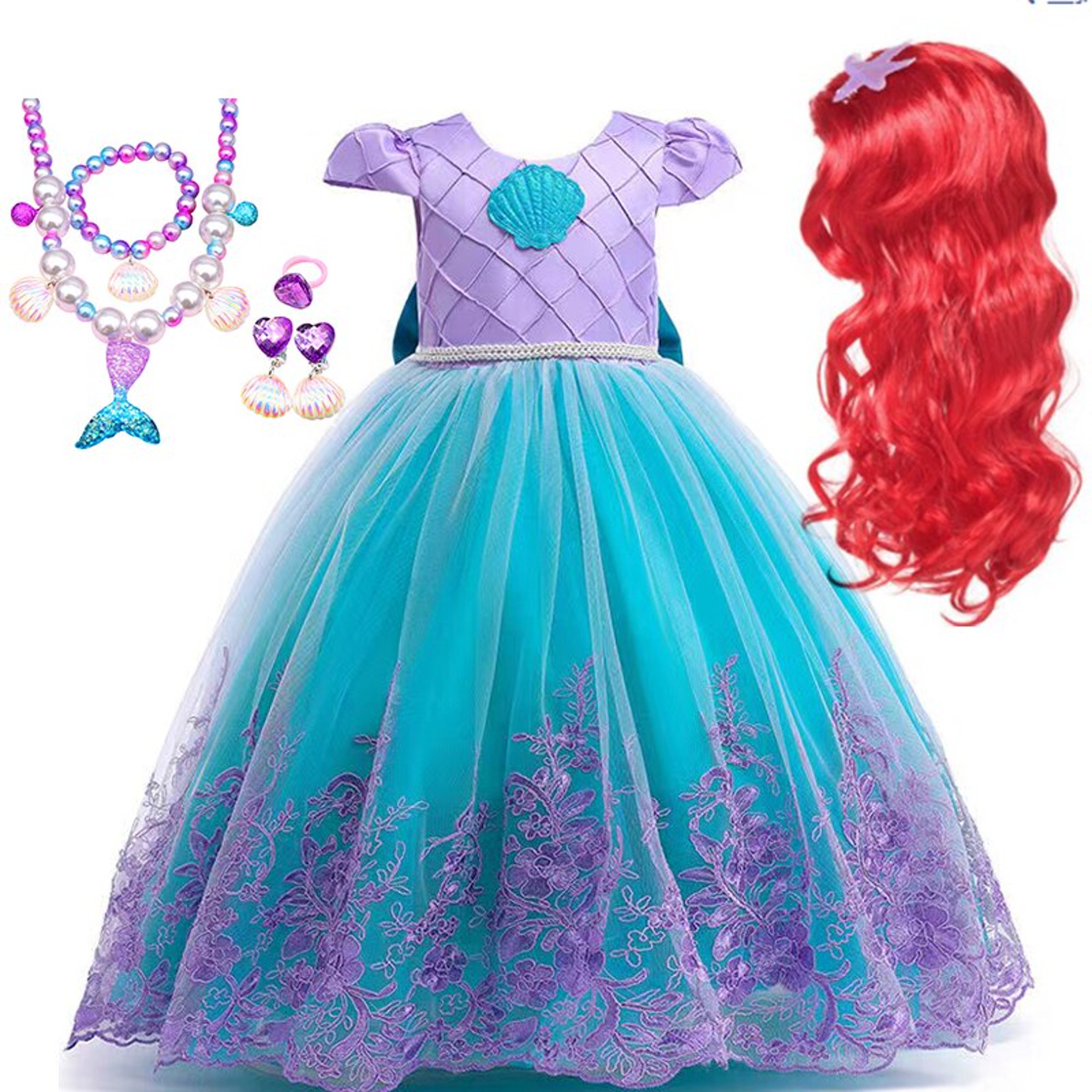 Disney-vestido de princesa Ariel para niñas, disfraz de sirena para fiestas  de Carnaval Fivean unisex