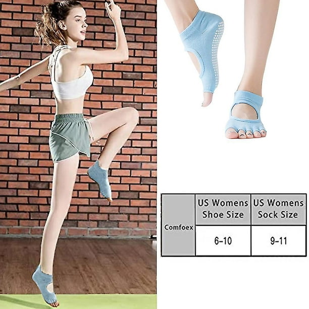 Calcetines antideslizantes de Pilates para mujer, medias de Yoga con cierre  para Ballet, Pilates, baile y Barre, 1 par - AliExpress